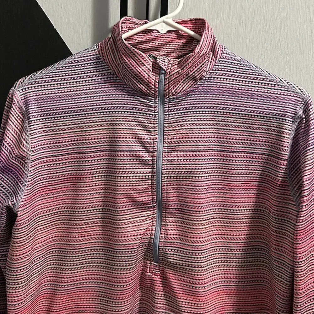 Nike‎ Women's DRI-FIT Pink/Purple Striped 1/2 Zip Pullover Size XL